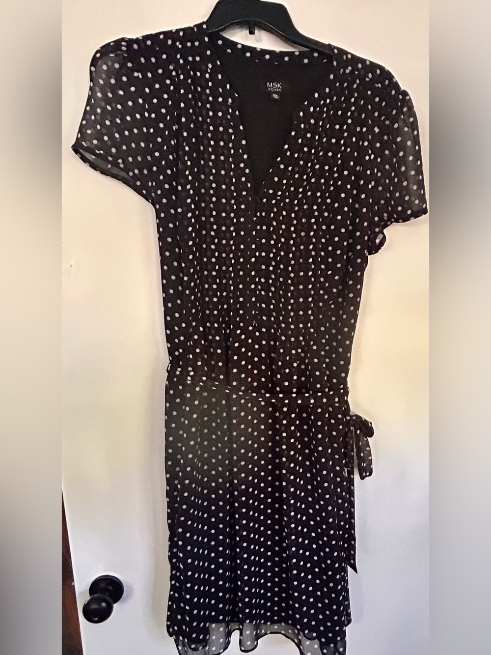 MSK Black and White Polka Dot Midi Wrap Dress
